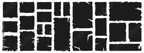 Grunge geometric jagged shape collection in black