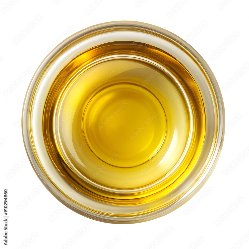 a top view, clear glass bowl of vegetable oil isolated on a transparent background a top view, clear glass bowl of vegetable oil isolated on a transparent background
