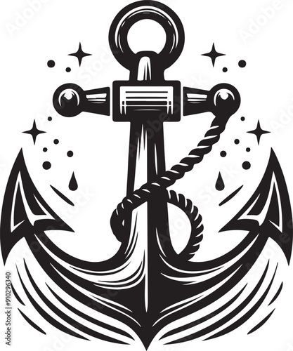 Anchor black silhouette vector illustration