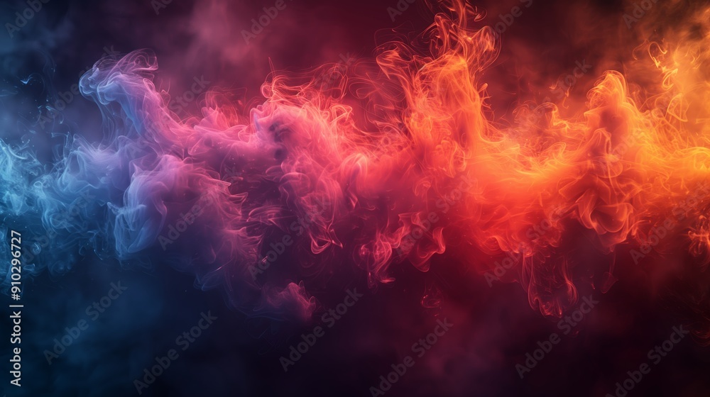 Vibrant Colorful Smoke Swirls Creating Abstract Patterns in Dark Background Vibrant Colorful Smoke Swirls Creating Abstract Patterns in Dark Background