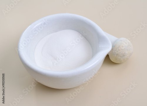 Aluminium hydroxide powder, is found in nature as the mineral gibbsite photo