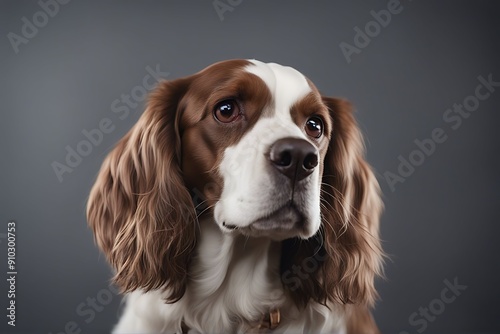 background vet dog gray portrait spaniel veterinary doctor stethoscope tube keep mouth grey ginger spotted adult looking pet animal cocker white domestic colours young beautiful canino purebred