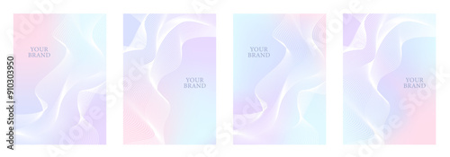 Elegant cover design set with lines and gradient for cover design, invitation, poster, flyer, wedding card, luxe invite, prestigious voucher, menu design. Luxury vector background collection