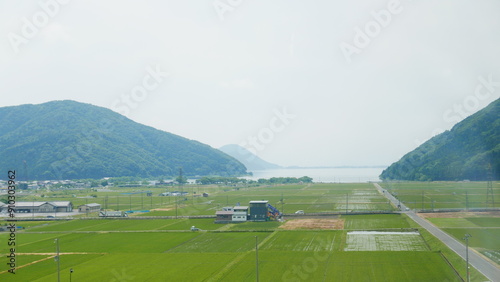 Glimpses of Japan, near Lake Biwa, from the Shinkansen