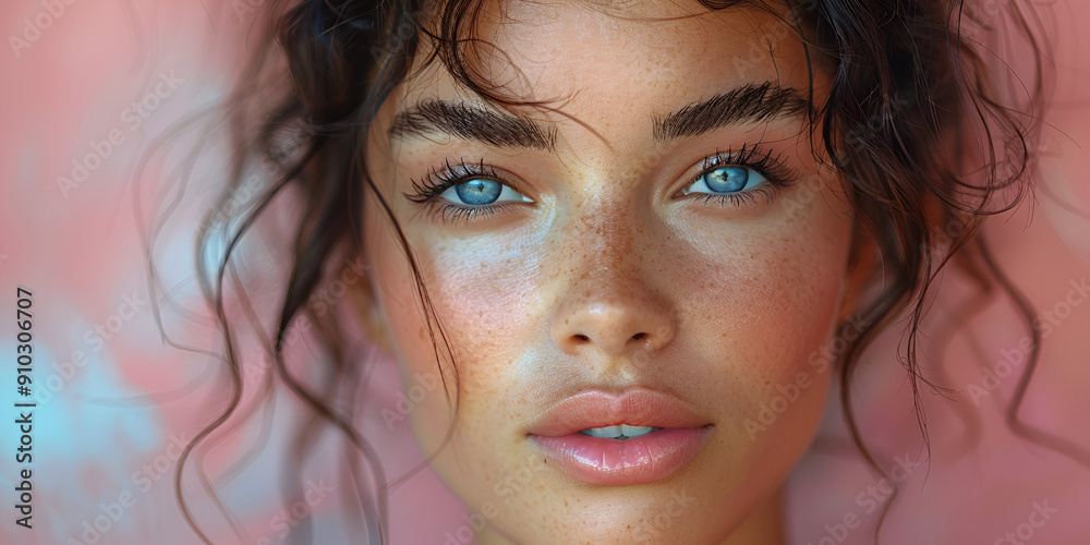 photo of beautiful lady with freckles photo of beautiful lady with freckles