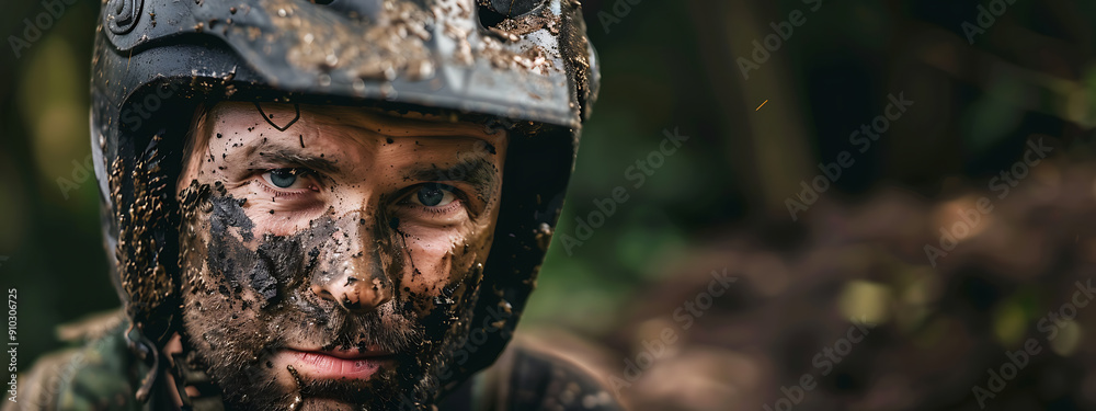 custom made wallpaper toronto digitalMuddy Man in Helmet, Brown and Green, Adventure, Extreme Sports, Determination, Mountain Biking.
