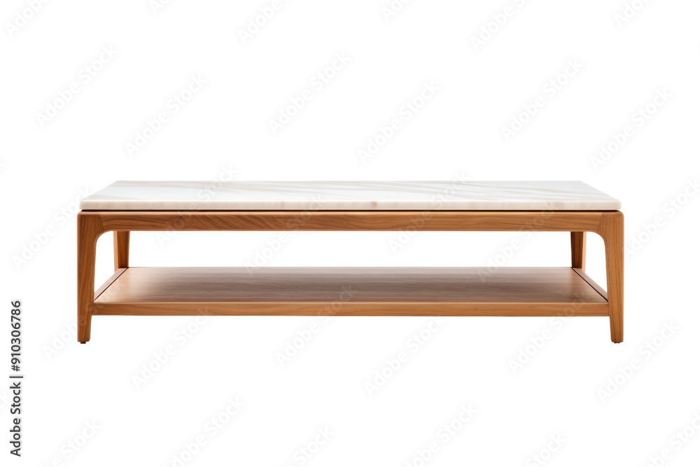 minimalist coffee table with a simple rectangular design and a white marble top, isolated on a white background minimalist coffee table with a simple rectangular design and a white marble top, isolated on a white background