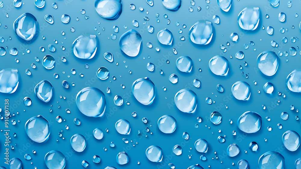 Blue water drops on a light blue background, evoking freshness and purity.
Blue water drops on a light blue background, evoking freshness and purity.