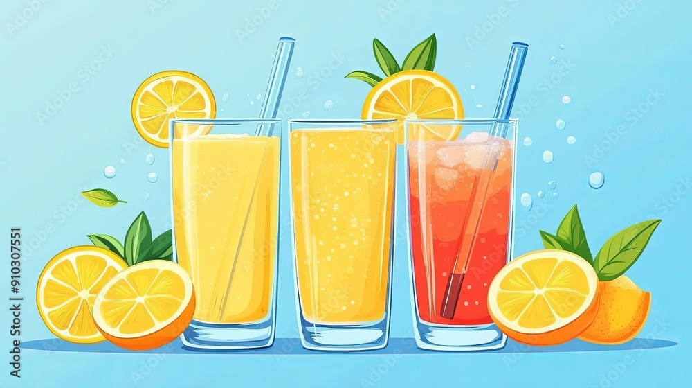 Juices design for summer concept Juices design for summer concept