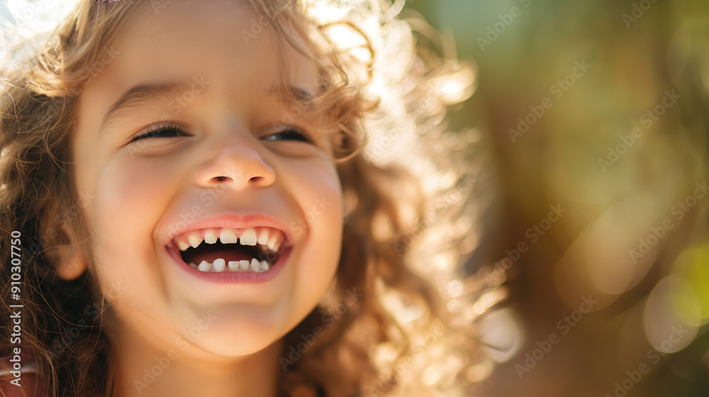 Close-Up of a Joyful Child Smiling Outdoors Close-Up of a Joyful Child Smiling Outdoors