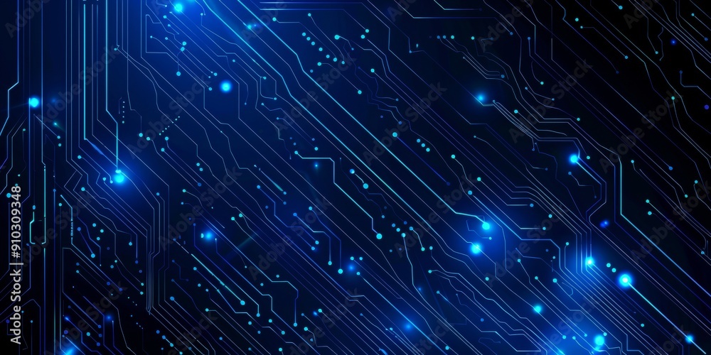 Abstract digital circuit design featuring a blue color palette. Abstract digital circuit design featuring a blue color palette.