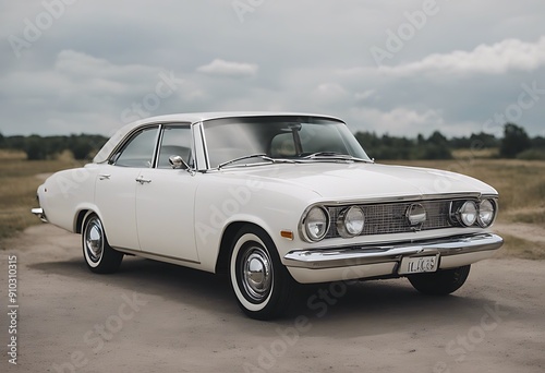white classic car retro isolated automobile antique old old-timer vintage gaz big volga grill background show auto hood transportation europa european american