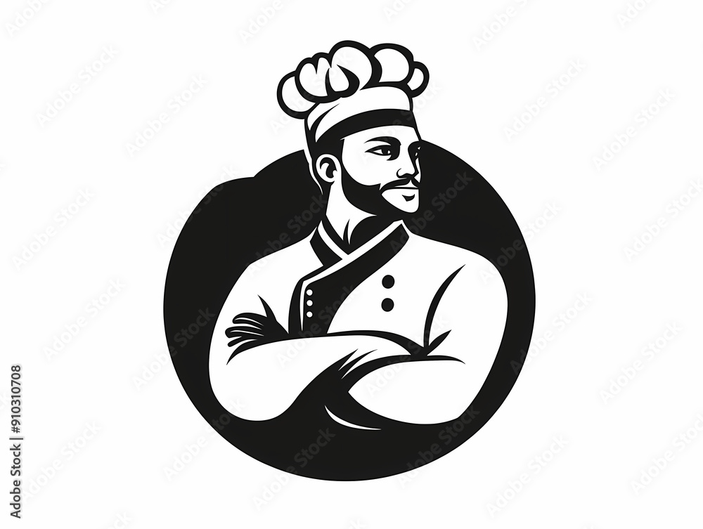 Minimalist black and white chef icon in classic hat, bold and professional culinary logo design for branding, restaurant, kitchen, food industry Minimalist black and white chef icon in classic hat, bold and professional culinary logo design for branding, restaurant, kitchen, food industry