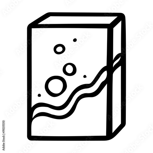 Box of washing powder hand drawn doodle. Cleaning agent. Washing things. House cleaning. Laundry room. Vector outline line art illustration.