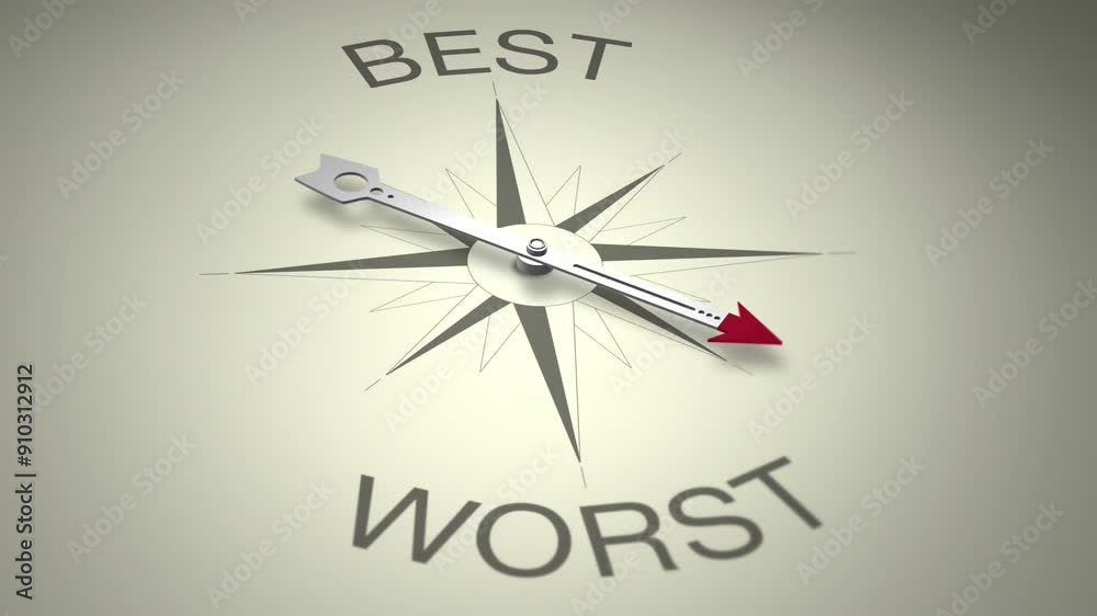 Best Versus Worst Arrow 3D Animation. Symbolizes human decisions. Best Versus Worst Arrow 3D Animation. Symbolizes human decisions.