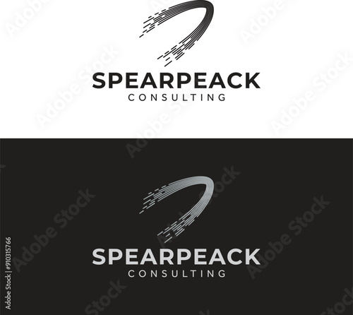 Sharp, minimalist spear logo. Clean geometric lines form a dynamic arrowhead. Perfect for bold, modern brands. Vector, scalable design.