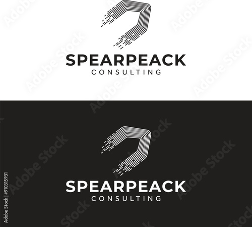 Sharp, minimalist spear logo. Clean geometric lines form a dynamic arrowhead. Perfect for bold, modern brands. Vector, scalable design.