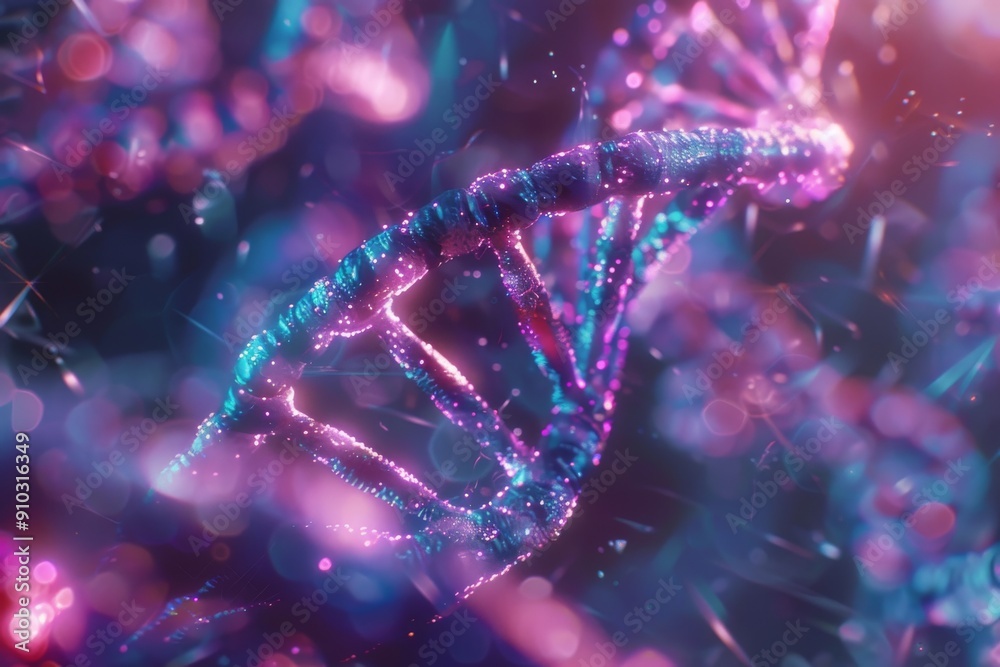Illuminated DNA helix in darkness, Genetic engineering breakthroughs, AI generated Illuminated DNA helix in darkness, Genetic engineering breakthroughs, AI generated