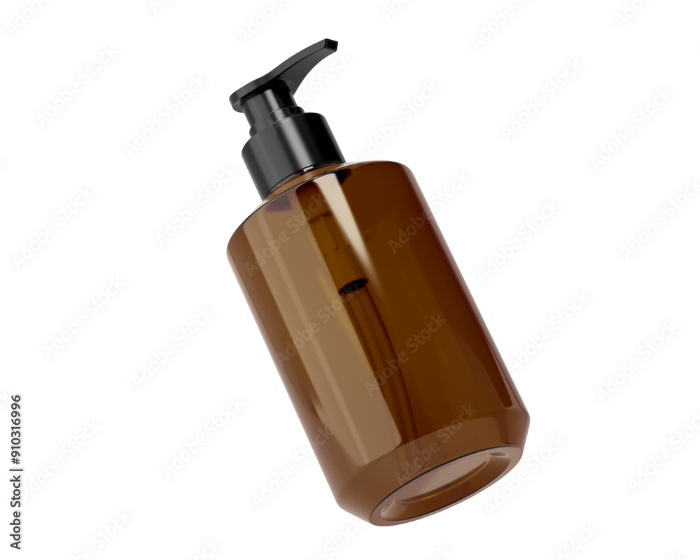 Blank Clear Shampoo Bottle, Cosmetic spray pump Packaging Isolated On Transparent Background, Prepared For Mockup, 3D Render. Blank Clear Shampoo Bottle, Cosmetic spray pump Packaging Isolated On Transparent Background, Prepared For Mockup, 3D Render.