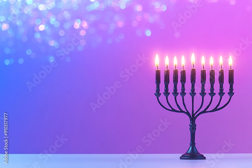 religion image of jewish holiday Hanukkah background with menorah
