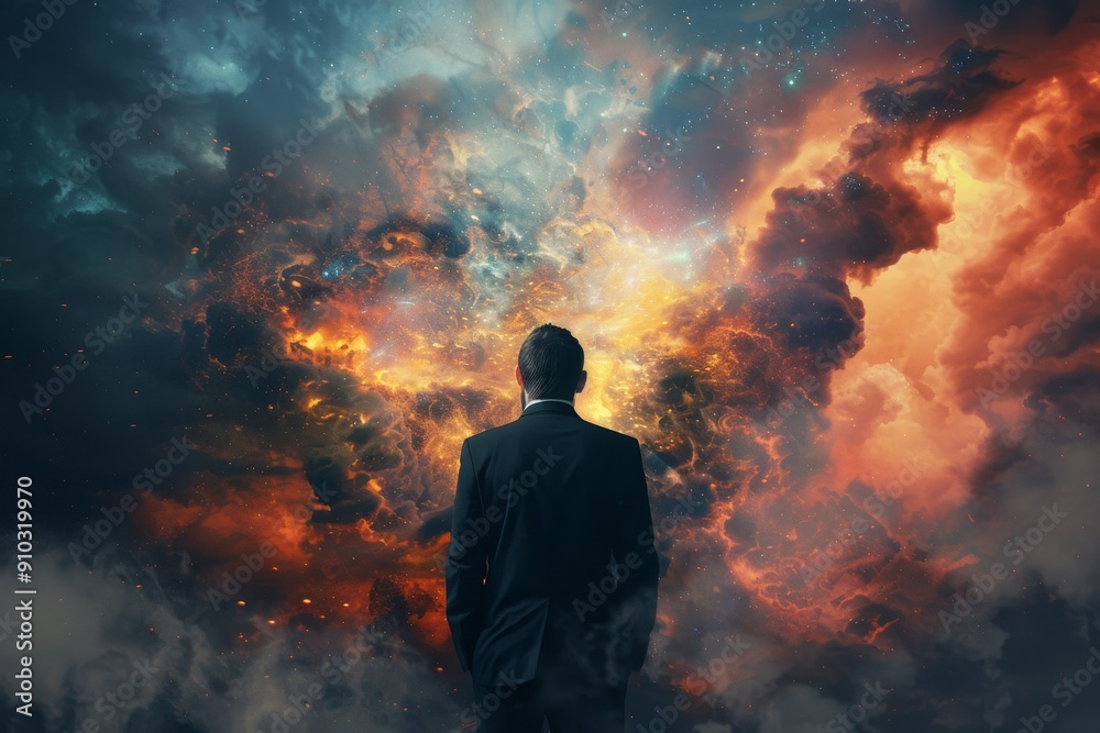 Fototapeta premium Businessman in a creative conceptual design.