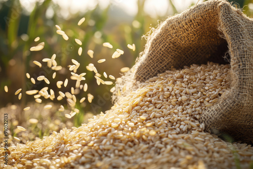 Wallpaper Mural Abundance of Golden Grains: A Breathtaking Overflow from Burlap Sack Torontodigital.ca