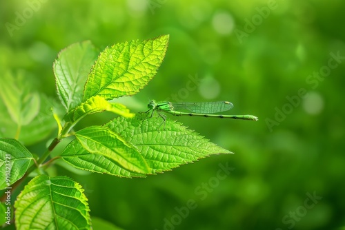 Vivid Green Young Leaves Unfurling on Dark Branch Close-Up View. Beautiful simple AI generated image in 4K, unique.