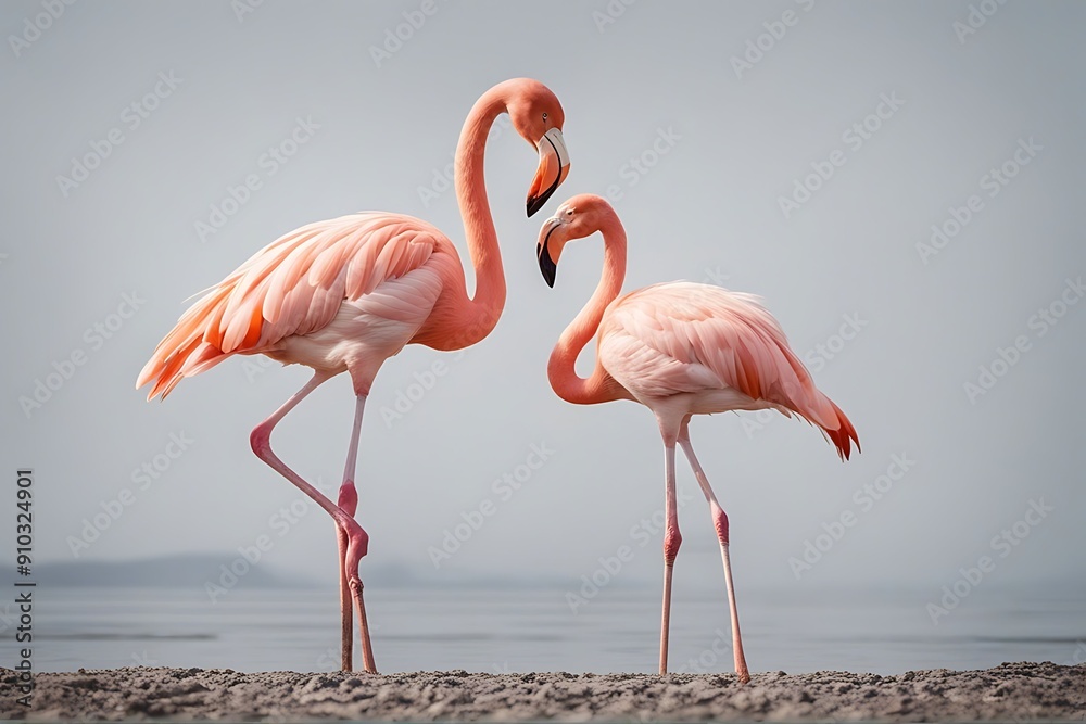Obraz premium background bird flamingo white isolated nature animal zoo beak beauty natural elegance foot exotic fowl head isolate leg neck plumage tropical wild wildlife fauna long rose colored stroll tropics