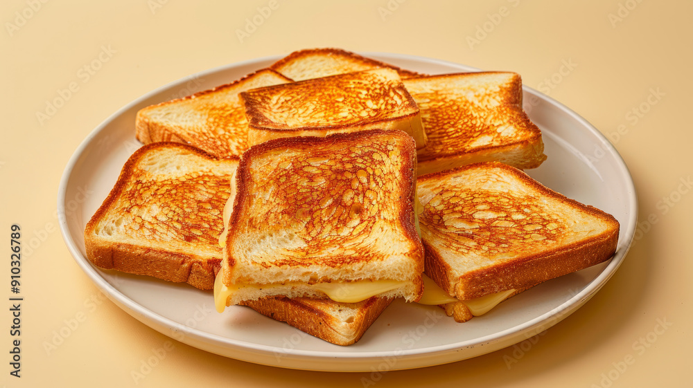 Plate of grilled cheese sandwiches on light background Plate of grilled cheese sandwiches on light background