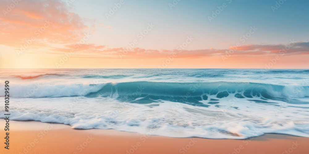 Obraz premium Ocean Waves on the beach and sunset