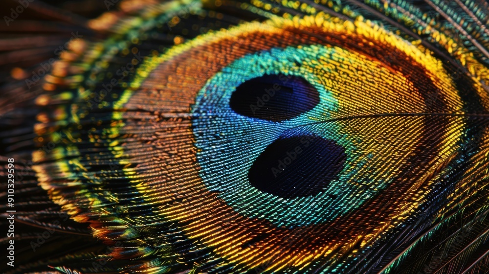 Fototapeta premium Close-up of Vibrant Peacock Feathers.