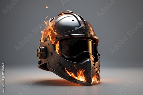 Burning rugby helmet