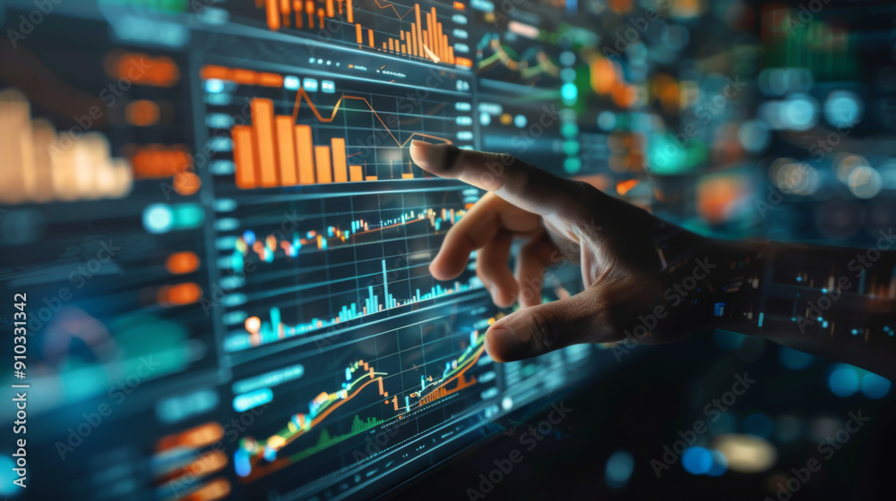 Investor hand holding technical graph chart Investor hand holding technical graph chart