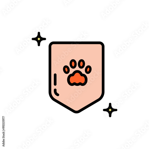 Protecting pets immunity line icon. Color vector symbol illustration isolated on white background.