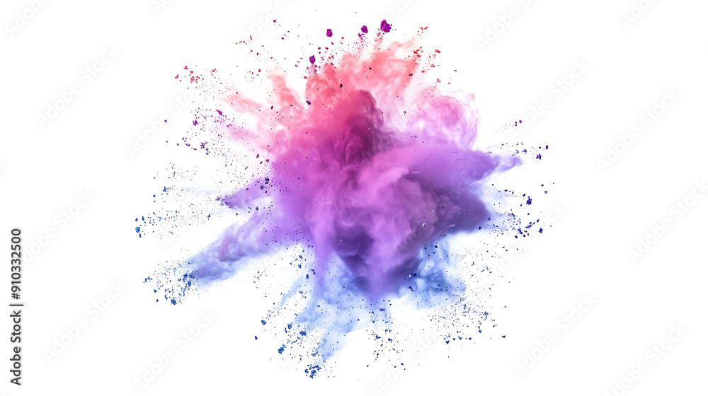 Pink, purple, and blue abstract powder explosion on white background, perfect for Holi festival celebration or vibrant design projects.
Pink, purple, and blue abstract powder explosion on white background, perfect for Holi festival celebration or vibrant design projects.