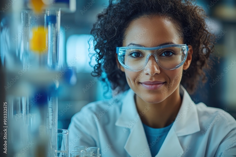 Confident Female Scientist Conducting Experiments in Modern Laboratory Confident Female Scientist Conducting Experiments in Modern Laboratory