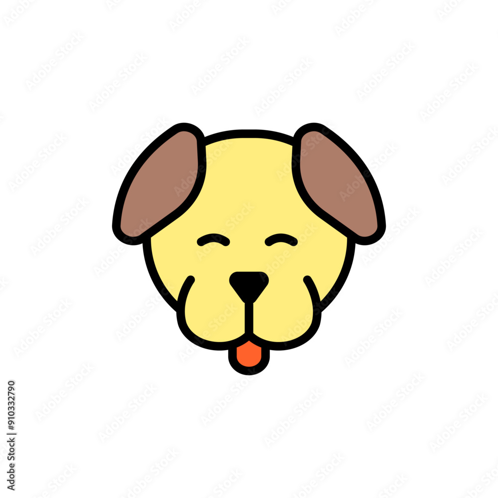 Animal Head, Cute Dog Face Icon, Simple Vector Illustration. Animal Color Sign. Suitable For Web Design, Logo, App.