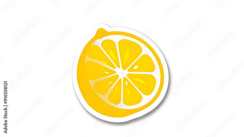 A vibrant lemon sticker displayed on a clean white background, showcasing its bright yellow color and fresh appearance. A vibrant lemon sticker displayed on a clean white background, showcasing its bright yellow color and fresh appearance.