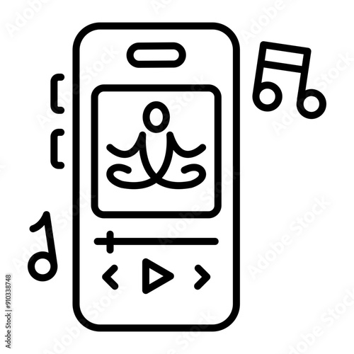 A line style icon of meditation music app 