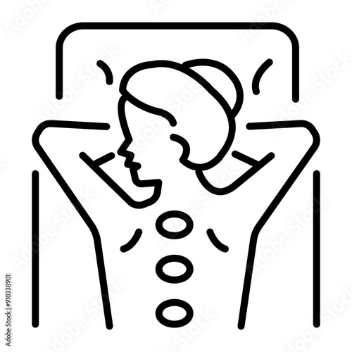 An outline icon of stone massage 