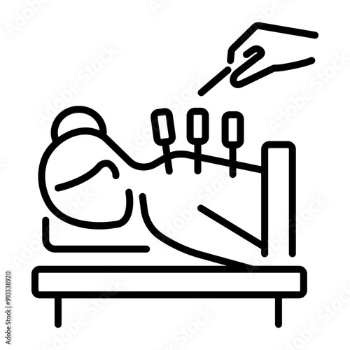 An outline style icon of acupuncture therapy 