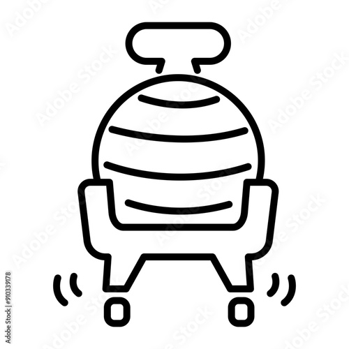 An outline icon of ball chair 