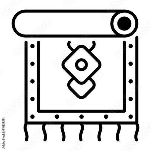 An outline style icon of rug 
