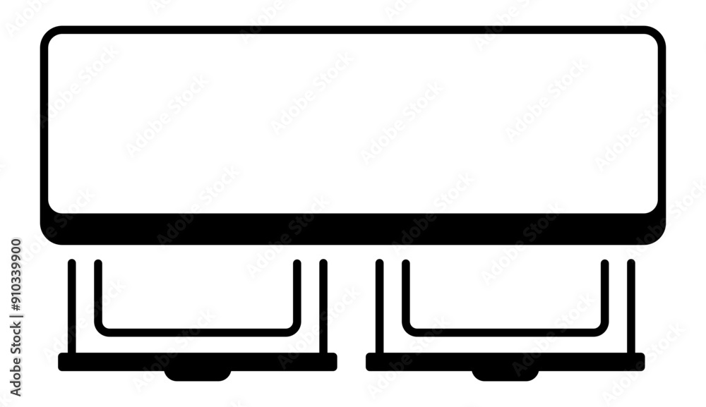 An outline icon of table drawers An outline icon of table drawers