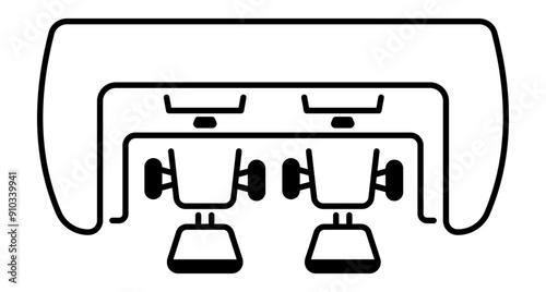An outline style icon of work table 