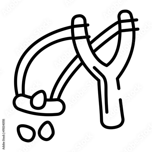 Slingshot icon designed in outline style 