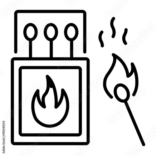 Matchstick box line style icon 