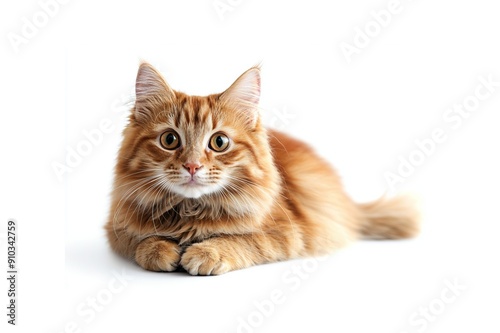 cat with red fur isolated on white background
