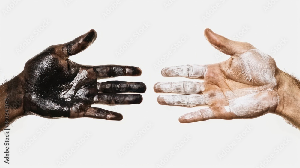 Cumprimento de mãos negras e brancas. Fundo transparente (PNG). Uso: diversidade, igualdade, conceitos de união, design inclusivo Cumprimento de mãos negras e brancas. Fundo transparente (PNG). Uso: diversidade, igualdade, conceitos de união, design inclusivo