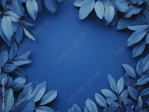 A decorative leaf frame on a bright blue background